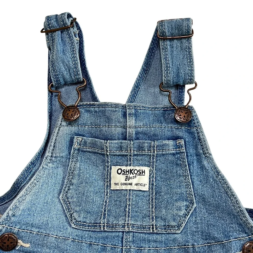 OshKosh Bgosh Toddler Girls 2T Denim Floral Jumper Dress Vestbak Blue